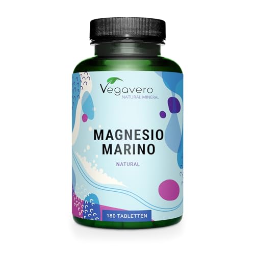 Magnesio Marino Vegavero® | 100% NATURAL (Aquamin®) | 6 meses | 375 mg Magnesium | SIN ADITIVOS | 180 Comprimidos | Vegano