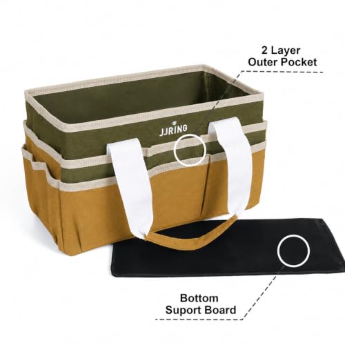 Image of JJRING Craft Organizer Tote Bag Art Storage Caddy Dark Green and Brown