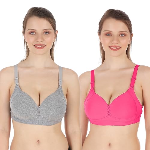 Image of Tweens Lite Wite - Minimiser Medium Padded Cotton Lycra Bra (Plus Size) - Triple Hook - Full Coverage - Wirefree - Seamless T-Shirt Bra