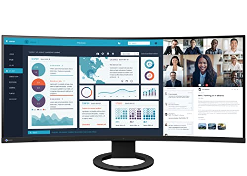 Image of EIZO FlexScan EV3895 Monitor for PC 37.5 Inch Curved Ultrawide UWQHD+ (3840x1600) IPS Display with USB-C (85W), Built-in LAN, KVM Switch, Eye Care, Ergonomic Stand for Office, Trading & Home Use