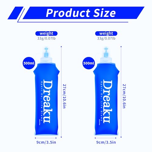 Botella de agua para correr por montaña: 2 bidones blandos Soft Flask con cubierta para polvo 3