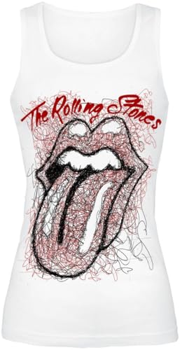 Rolling Stones The Sketch Tongue Mujer Top Blanco XXL 100% algodón Regular