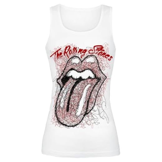 Rolling Stones The Sketch Tongue Mujer Top Blanco XXL 100% algodón Regular