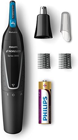 Philips Norelco Nose Hair Trimmer 3000, NT3000/49, Precision Groomer with 6 pieces for Nose, Ears and Eyebrows