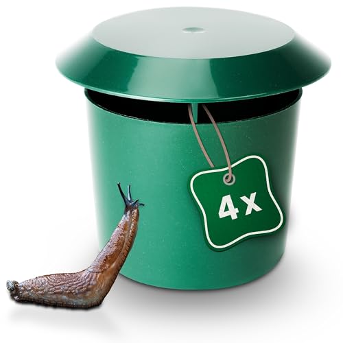 Gardigo Schneckenschutz - Schnecken-Falle 4er Set I Bio Schneckenfalle für den Garten I Individuell zu befüllen | Hygienische Schneckenbekämpfung | Umweltfreundlich | Schneckenabwehr | Schnecke