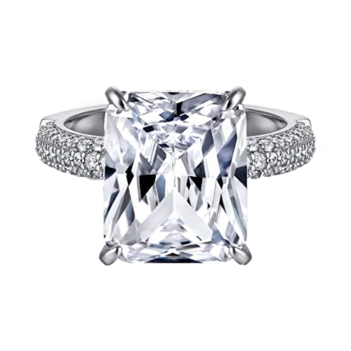 Bague femme en argent sertie d'un grand zircone rectangle pour grands événements
