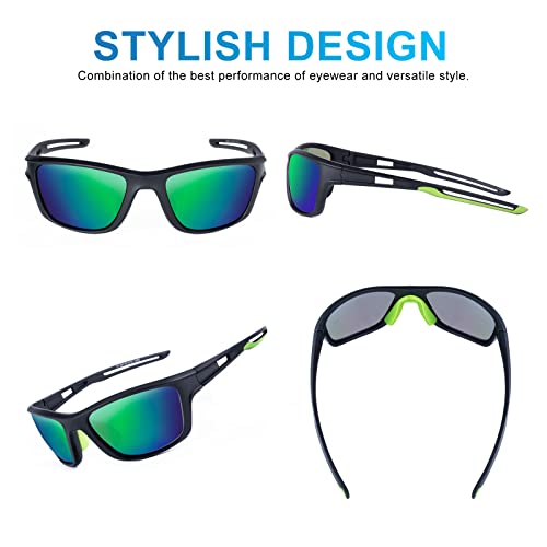 OKH 2 Pack Polarised Cycling Sunglasses Wrap Around Men Women Retro Sun Glasses UV Protection Outdoors Sports Biking Running Fishing Hiking Driving Eyewear with Rope Strap - Image 2