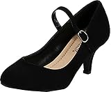  City Classified Comfort - Kirk, runde Spitze, Mary-Jane, besonders gepolsterte Innensohle, Elegante Komfort-Pumps Damen, Schwarz (Black Nub), 6.5 M EU