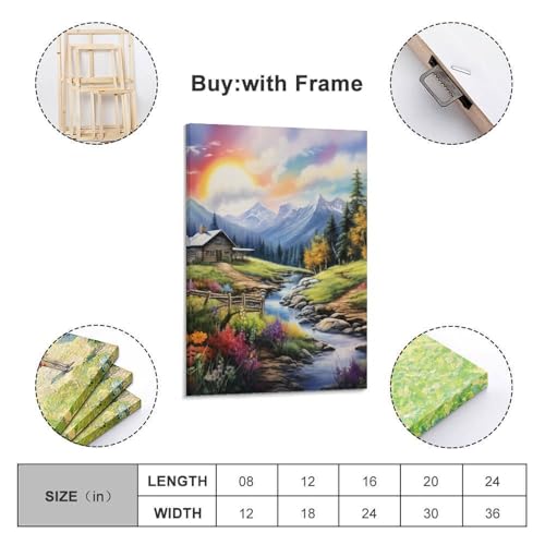 Sérénité alpine murale peinture sur toile décoration maison 40x60cm - 2
