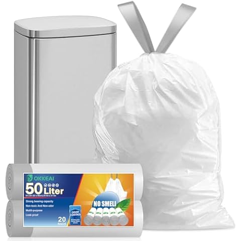 OKKEAI 50L Heavy Duty Bin Liners Cover