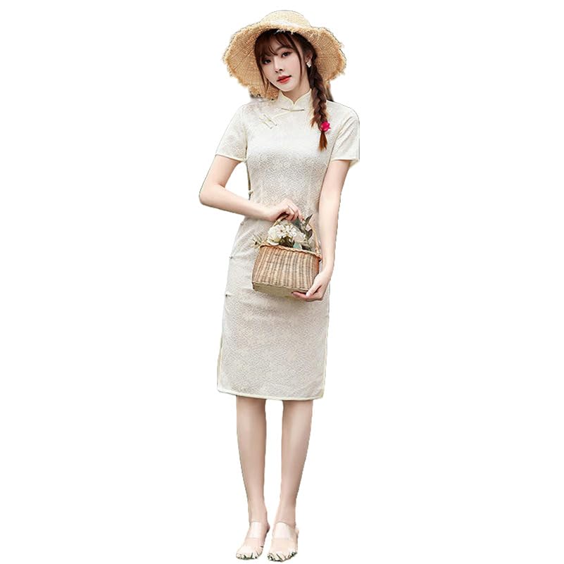 Robe mi-longue en dentelle monocouche légère et fluide