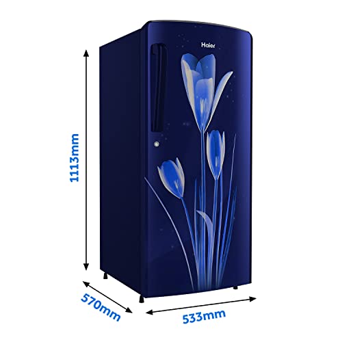Image of Haier 182 L 2 Star Direct Cool Single Door Refrigerator Appliance, Diamond Edge Freezing Technology (HED-18BML-E, Marine Lily, 2022 Model)