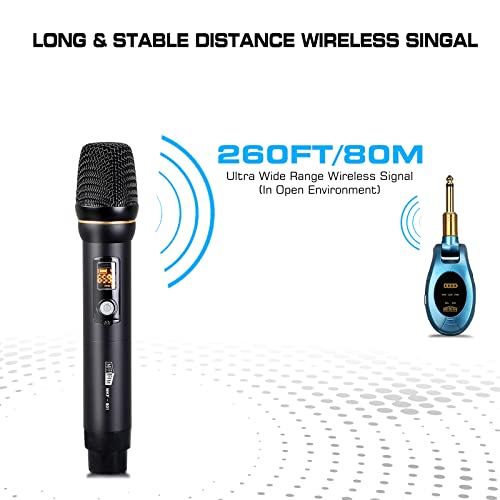 Mffmffm Wireless Microphone, Dual Metal Handheld Dynamic Mics For Singing, Karaoke, 260Ft Uhf Range Compatible With 1/4" And 1/8" Output Devices Such As Pa Systems, Dj Mixers And Amp #TOP1
