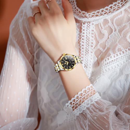 OLEVS Watches for Women Elegant Stainless Steel Water Resistant Quartz Ladies Wrist Watch Dainty Roman Numeral Dial Easy to Read Womens Watch with Clear Date Battery Three Hands Nice Watches — view 6