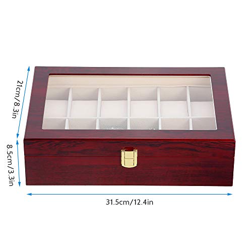 Uten Watch Box, 12 Slot Wooden Watch Case With Removable Watch Pillow, Metal Clasp Watch Display, Watch Box Organizer For Men And Women. #TOP1