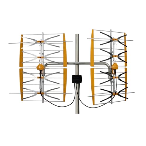 Image of Televes 108381 8-Bay BOSS Mix HDTV Antenna, Amplified Long-Range High VHF /UHF with Built-in TForce Preamp, Rotating Dual Panel Design, Automatic Gain Control, LTE /5G Filtering, Up to 70 mi Range