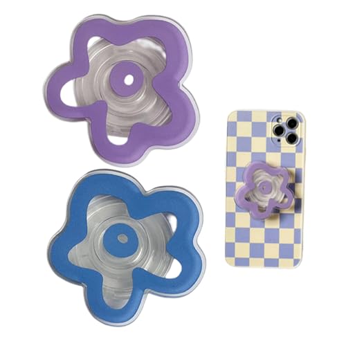 NASSMOSSE Teblo de teléfono 2pcs Universal expansión de Flores Soporte de teléfono móvil de boletín móvil con una Parte Superior Intercambiable para teléfonos tabletas Azul púrpura