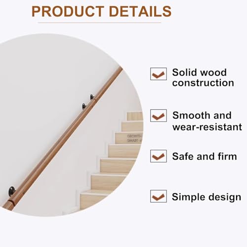 Barandilla duradera de madera maciza para escaleras con diseño de una pieza 2