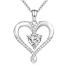 Birthstone Necklace for Women, 18K White Gold Heart Necklace Filled 925 Sterling Silver, Diamond Womens Jewelry Christmas Gifts for Women Wife