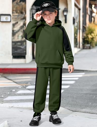 Boys Clothes Hoodie Kids Boys' Clothing Sets Stripe Color Block Sweatsuit 2pcs Long Sleeve Outfits with Pocket 6-12y
