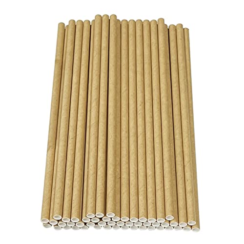 Haobase Papier-Trinkhalme, biologisch abbaubar, für Cocktails, Kaffee, kalte Getränke, Braun, 50 Stück