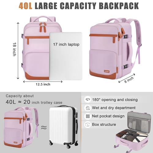 Image of 40L Travel Backpack, Flight Approved Carry On Laptop Backpack | Water-resistant, Personal Item Travel Bag, Fits 15.6 /17.3 inch Laptop, Hiking, Camping, Business, Commute, Men & Women