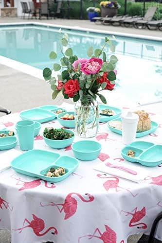Re-Play Kids Dinnerware Set - 10 oz. Open Cup, 7" Flat Plate, 12 Oz. Bowl, Rounded Tip Fork and Deep Scoop Spoon - Dishwasher/Microwave Safe - Made in USA - Aqua - Image 5