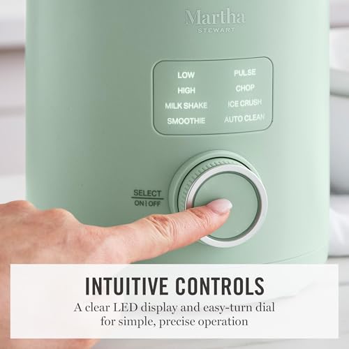 Martha Stewart 50oz Countertop Blender, 3 Speeds, 5 Presets, Honeydew Sage - Image 4