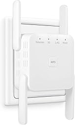 2026 Neuestes WLAN Repeater 1200Mbit/s Dualband mit 4 externen Antennen,WiFi Verstärker Repeater/Router/Access-Point-Modus, Einfache Einrichtung,LAN/WAN-Port,Kompatibel mit Allen Geräten