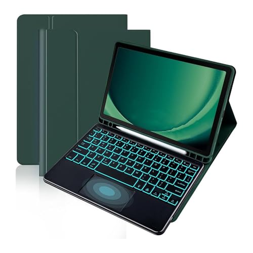 Clavier Tactile rétroéclairé haut de gamme en cuir PU Dark Green pour iPad 10,2
