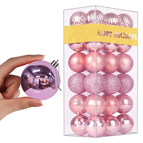 Rose Pink 2.5" Christmas Balls Christmas Tree Decoration Ornaments Shatterproof Hanging Balls for Birthday Halloween Holiday Wedding Decorations Set of 36pcs