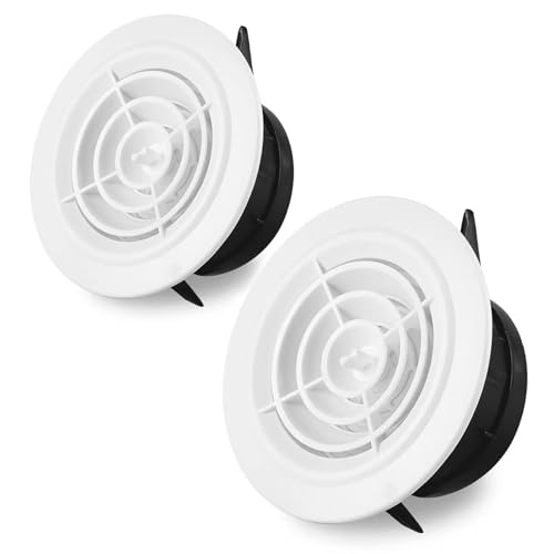 Umillion 通気口 換気口 吸気口 PC丸型レジスター 開閉幅自由調整 防虫網付 給気口 屋内換気口 換気ダクトカバー ダクト用換気口 エアコンホース用 自然給排気 2個セット 150mm