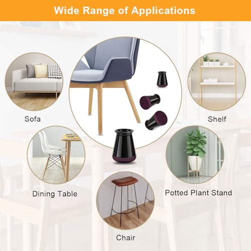 Image of 32 Pcs Chair Leg Protectors for Hardwood Floors, Silicone Felt Furniture Leg Cover Pad for Protecting Floors from Scratches and Noise, Smooth Moving,Black X-Small(Fit Round Diameter:8 /16''-15 /16'')