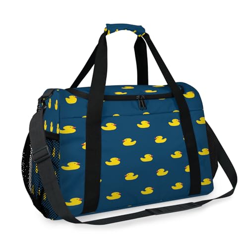 Yellow Duck Cute Travel Duffle Bag - Waterproof weekend luggage bag, men's sports and fitness bag, delivery hospital storage bag, overnight luggage bag with pull rod cover