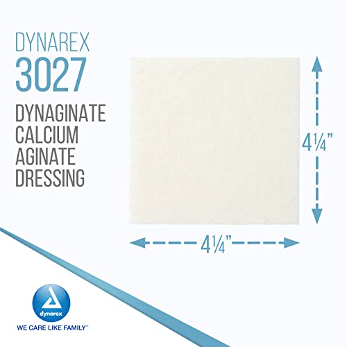 Dynarex Dynaginate Calcium Alginate Wound Dressing - Sterile, Non-Stick Topical Wound Pads - Absorbent Gel Patches For Moderate To High Exuding Cuts - For Medical & Home Use - 4.25"X 4.25", Box Of 10 #TOP1