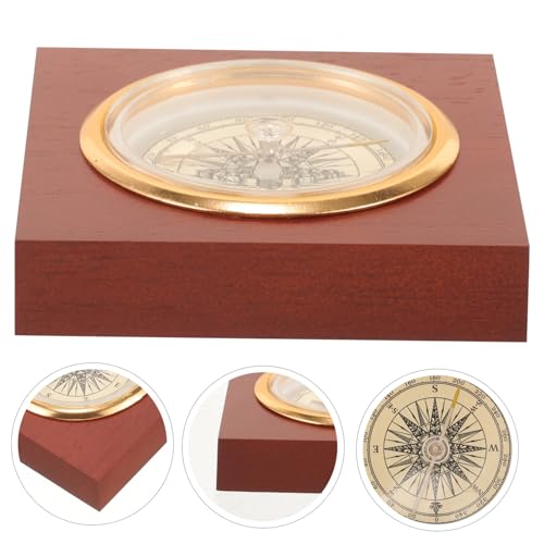 Brújula portátil vintage de madera Happyyami miniatura 4
