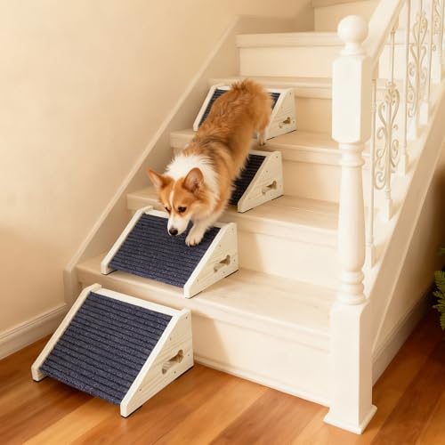 4 Pièces Escalier pour Chien, Marches Antidérapantes avec Moquette