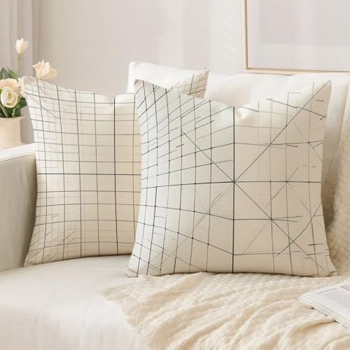 Housse coussin 65x65cm gris motif géométrique double face imperméable