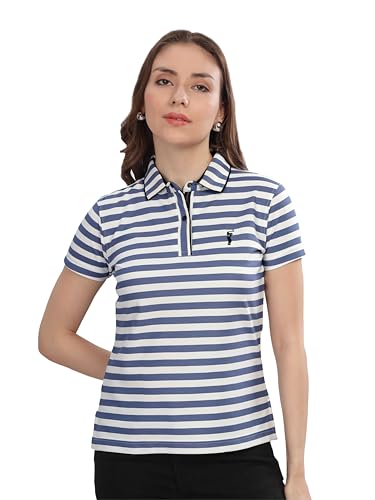 STELLERS Women's Striped Polo Collar T-Shirt| Feather Touch Feel ...