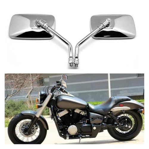 Rétroviseurs de moto universels rectangulaires argentés 10mm pour custom routière et scooter - 6
