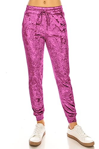 ALWAYS Women Velvet Jogger Pants - Crushed Velour Solid Basic Premium Soft Stretch Warm Winter Sweatpants Joggers Lavender Small - image 1