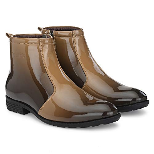 Image of Vellinto Royal Look Shoes for Men ll Casual Shoes for Men ll Patent Leather Zip /Chain Boots for Men