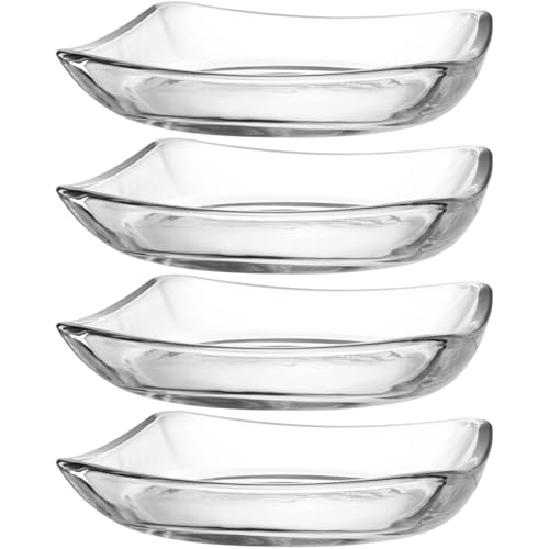 LEONARDO HOME Piazza Teller, 4er Set, spülmaschinenfeste Teller, moderne Servierteller aus Glas, Glasteller für Kuchen und Gebäck, Glasplatten zum Servieren, Höhe 4 cm, transparent, 024408