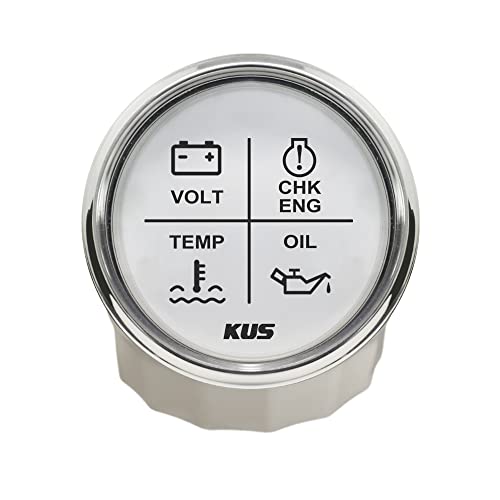 Medidor de voltios y temperatura KUS 4 LED con indicadores de alerta de motor