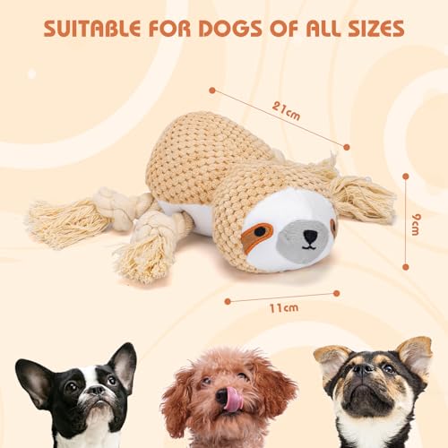 Nobleza Hundespielzeug, Plüschhundespielzeug, Quietschende Hundespielzeuge mit Knitterpapier, süßes Tauziehen Hundekauspielzeug für Welpen, kleine, mittlere, große Hunde, (Faultier)