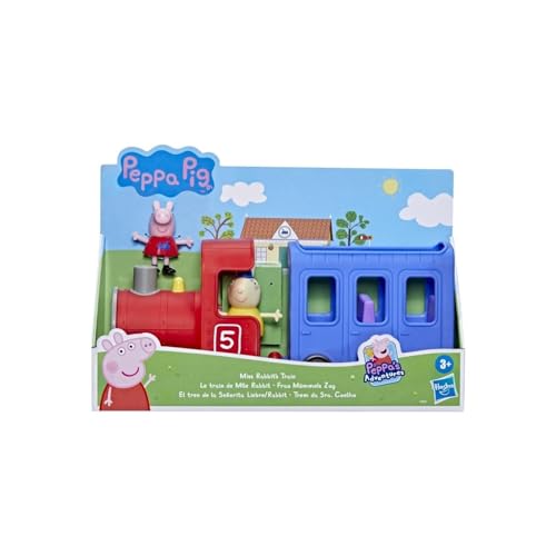 Peppa Pig Hasbro Peppa’s Adventures Miss Rabbit’s Train Detachable Preschool Toy: 2 Figures, Rolling Wheels, for Ages 3 and Up, Multicolor, F3630