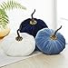Slate Blue 9 Inch Velvet Pumpkin, Handmade Fall Home Decor, Fall Wedding Centerpiece, Rustic Halloween Thanksgiving Decor, Modern Farmhouse Chic Home Decoration (Slate Blue)