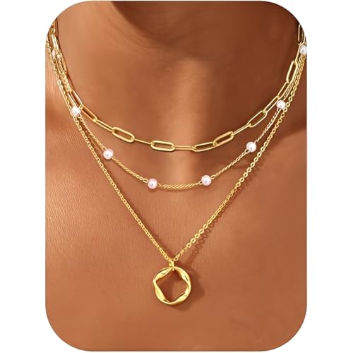 3 Pezzi Collana Oro Donna, Collana Layered Donna Oro 14K
