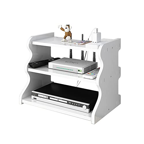 NUODWELL Étagère murale flottante pour TV - Support mural - Routeur WiFi - Pour composants TV, boîtes de câbles, routeurs, télécommandes et consoles de jeux - Blanc Cover