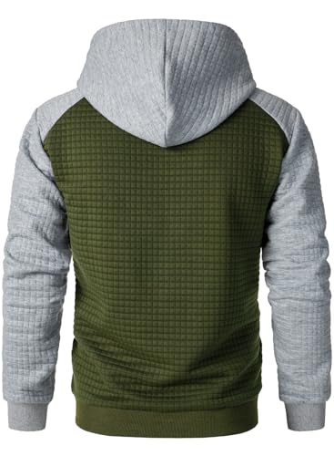 HOOD CREW Men's Long Sleeve Hoodie Drawstring Hooded Color-block Casual Pullover - Image 3